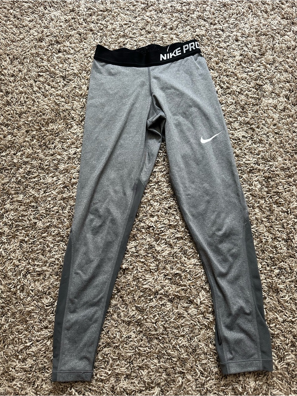 Nike Gray and Black Girls' Performance Leggings